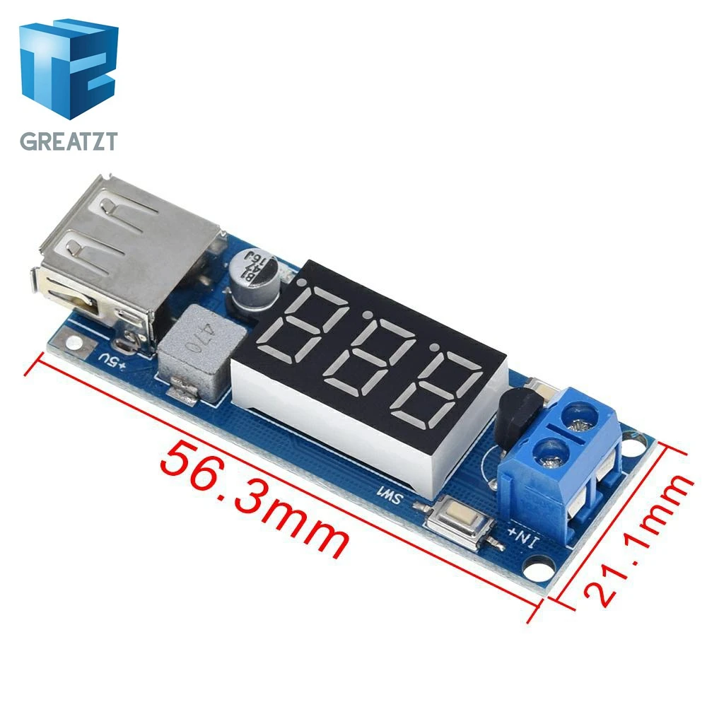 GREATZT DC понижающий модуль двухпроводной вольтметр 5 В зарядное устройство USB или