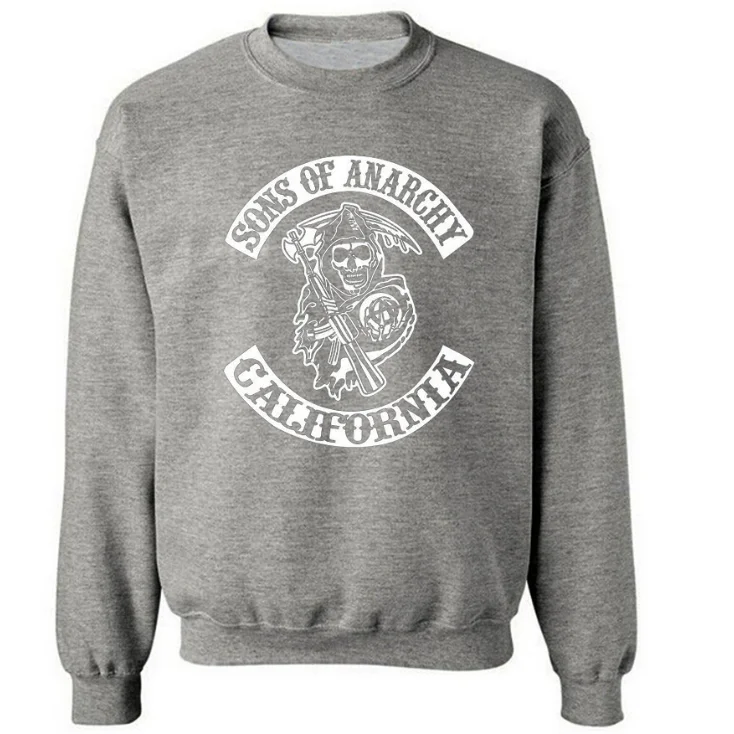 

New Fashion Cotton Men Hoodies SONS OF ANARCHY Car Logo Print Fleece O-Neck pullover Sweatshirts HipHop Harajuku Streetwear Men