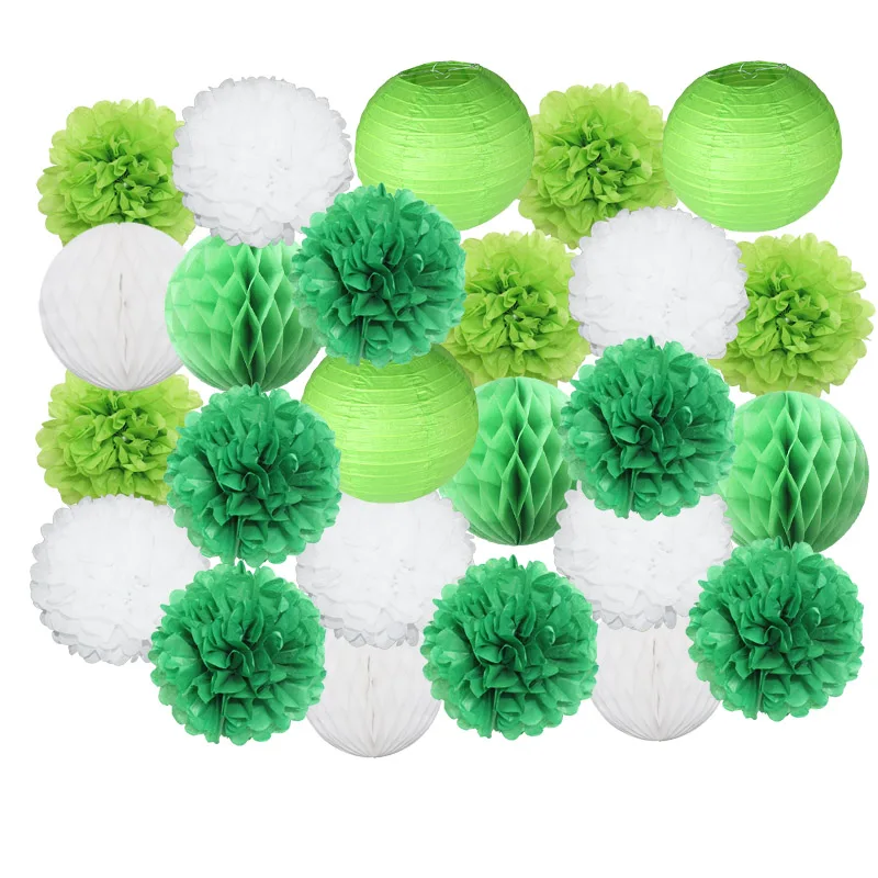 

25pcs/set Pink White Round Paper Lantern Set For Kids Baby Shower Decoration Baptism Party Decor Hanging Paper Crafts Ornament