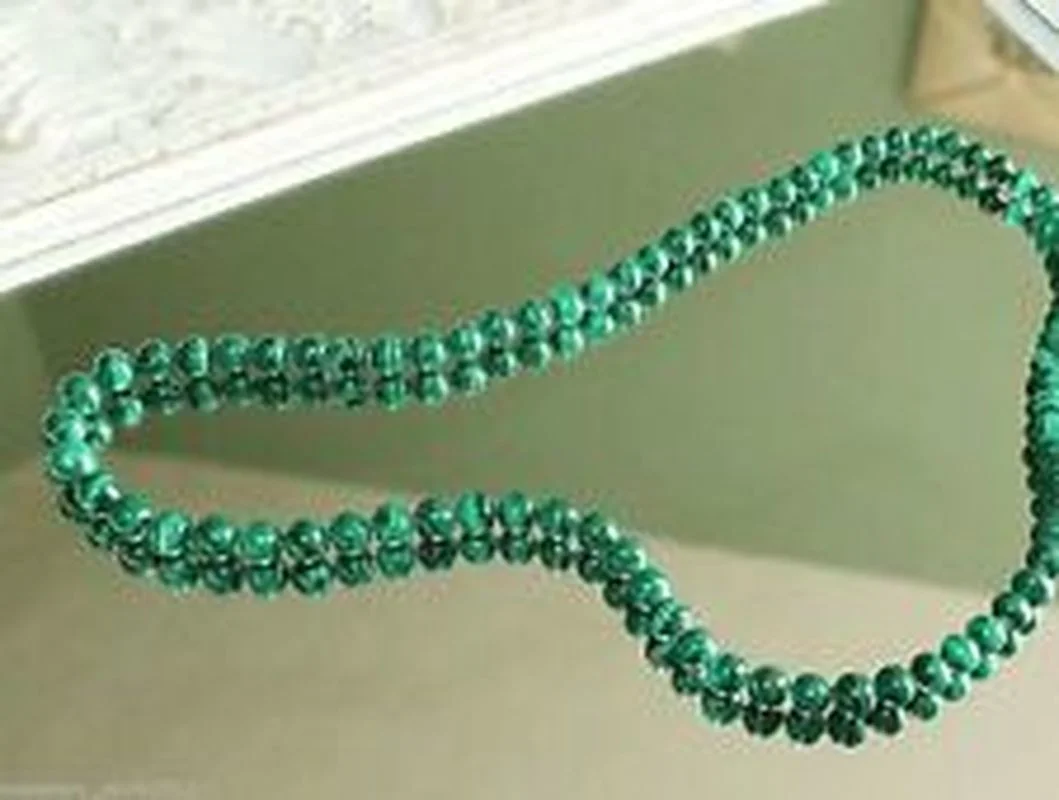 

6mm Outstanding Vintage Malachite Gemstone Graduated Bead Necklace Strand 18"