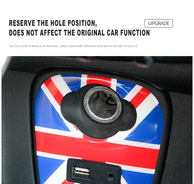 Union Jack AUX прикуриватель USB панель приборной панели 3D мягкая наклейка для Mini Cooper S F55 F56 F 56 автомобильные аксессуары