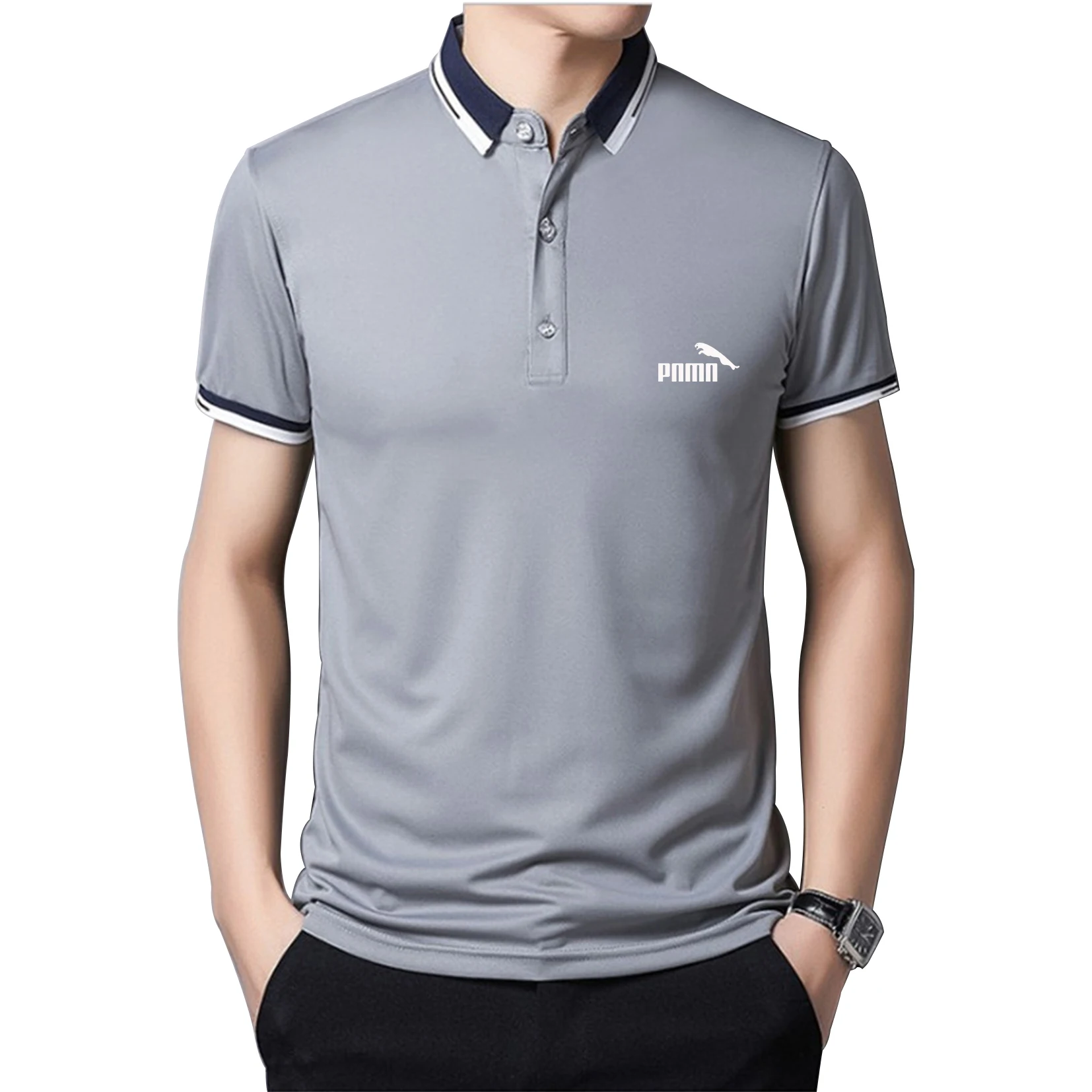 

New men's short sleeve polo shirt, fashion polo shirt, casual, tight, solid color, business wear, summer 2021