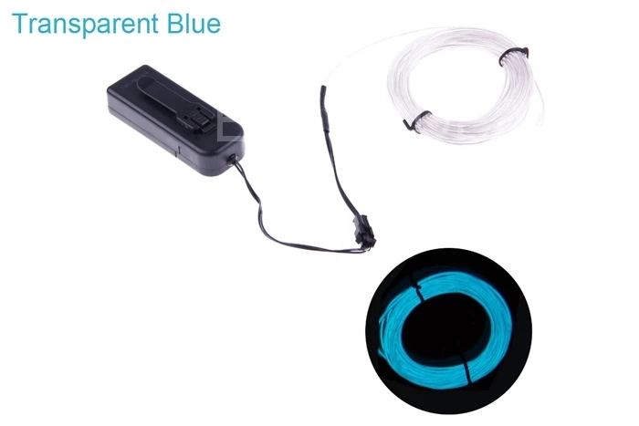 Transparent Blue 1 м/2 м/3 м/5 м/10 м неоновый светильник для танцевальной вечеринки, декоративный светильник, неоновый светодиодный светильник, гибкая трубка из EL Wire Rope, водонепроницаемая светодиодная лента - Испускаемый цвет: Transparent Blue