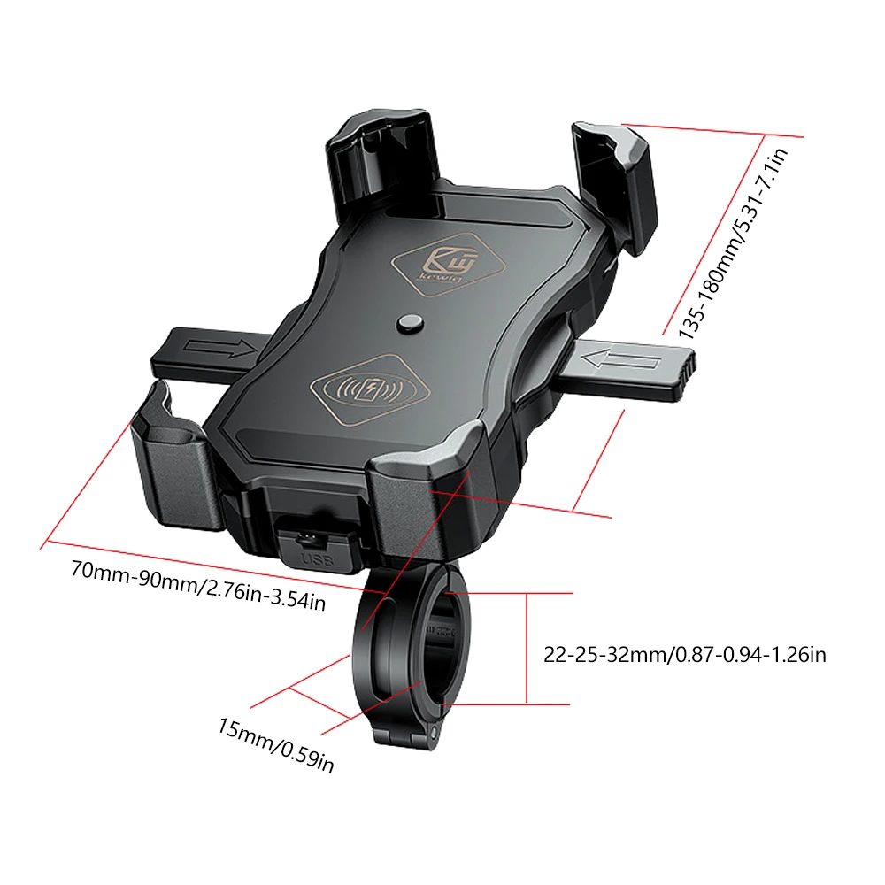 

3.5-6.5 inch Phone Holder Motorcycle QC3.0 Wireless Charger Handlebar USB Charger GPS Mount Bracket Bicycle Bracket Quick Charge