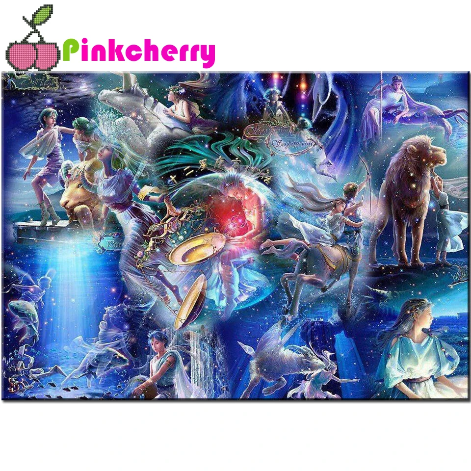 

Полноразмерная/круглая 5D алмазная живопись «сделай сам», мультфильм, 12 созвездий, вышивка крестиком, алмазная вышивка, стразы, мозаичный Де...