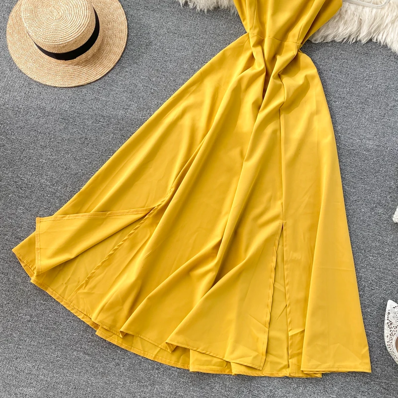 Boho 2021 V образным вырезом сексуальное Разделение летнее платье миди длинное на
