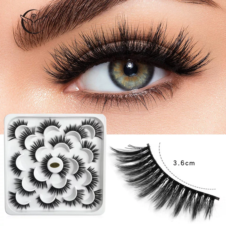 Mink eyelashes 3d mink hair eyelashes10 pairs long makeup 3d faux nature fake lashes extension false eyelashes Wholesale(10P