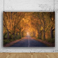 laeacco maple forest nature photo backdrops poster autumn tree leaves park garden way banner outdoor view photography background