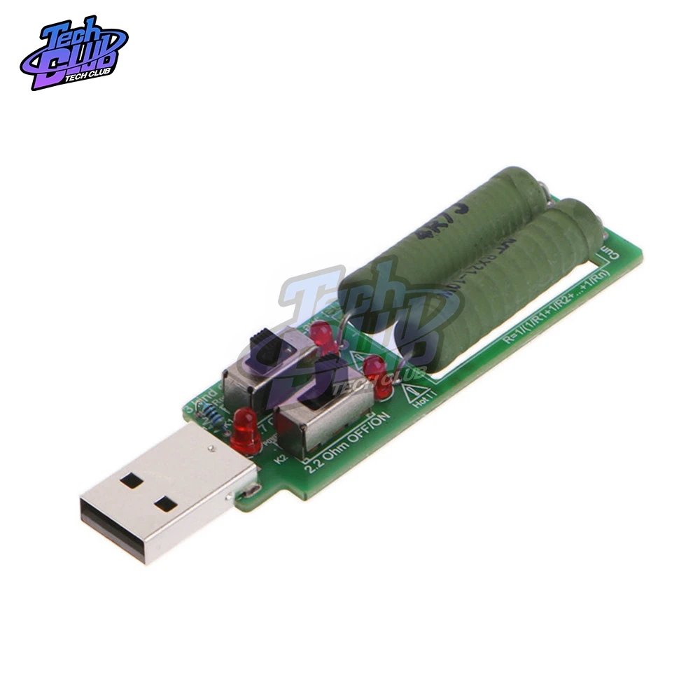 5V USB resistor dc electronic load With switch adjustable current 1A/2A/3A battery capacity voltage discharge resistance tester |