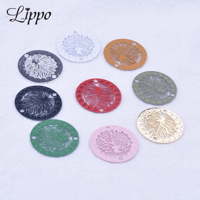 

Филигранные круглые подвески в виде листьев монстеры, металлические, латунные, 50 шт., AC10747