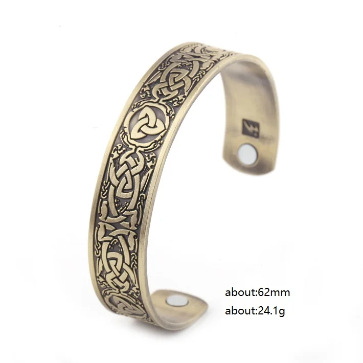 Antique Bronze Skyrim Viking Celtics ирландская троица узел Дракон коготь Магнитный здоровье Регулируемый античный серебряный браслеты для мужчин/женщин подарок - Окраска металла: Antique Bronze
