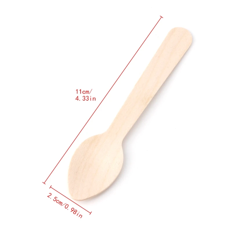 

100Pcs Disposable Mini Wooden Spoon Ice Cream Dessert Spoons Wedding Parties