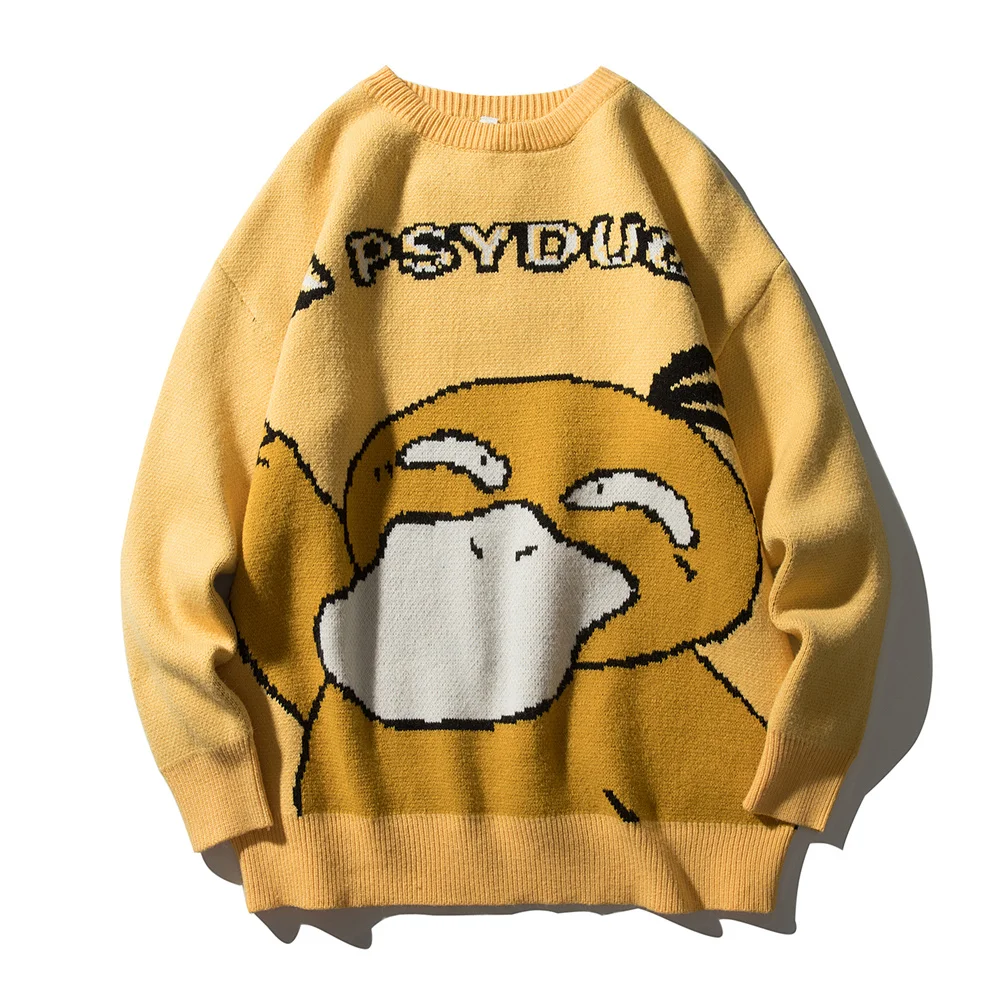 

Funny Cartoon Duck Sweater Pullover Jumper Men Printed Knitted Sweater Hip Hop Harajuku Streetwear Casual Autumn Male Sweater