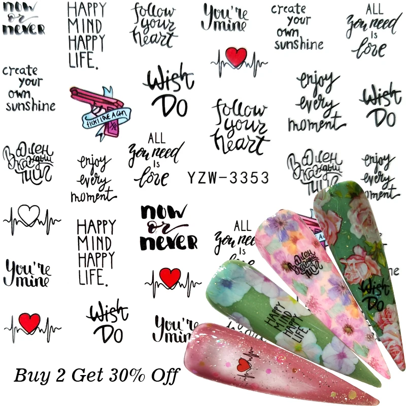 

FWC 2021 New Arrival 1 PC Nail Art Flower Pink Colors Rose Water Design Tattoos Nail Sticker Decals for Beauty Manicure Tools