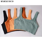 RXRXCOCO спортивный бюстгальтер для фитнеса с высокой талией, женский эластичный дышащий Топ, бесшовные однотонные леггинсы, спортивный топ