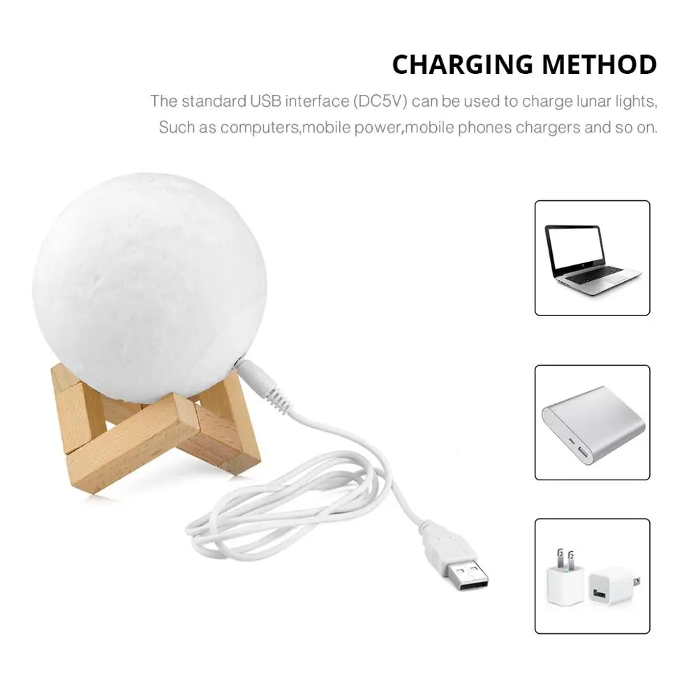 Новинка перезаряжаемая светодиодсветодиодный лампа с 3D рисунком Луны сенсорный