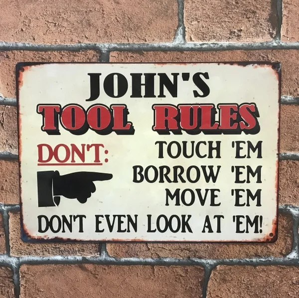 

Tool Rules Sign, Personalised Gift, Vintage Retro Metal Sign, Tool Shed, Garage, Gift Idea Metal Tin Signs Western