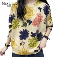 max lulu 2021 autumn new fashion ladies elegant vintage knitwear korean design pullover sweaters female casual printed jumpers