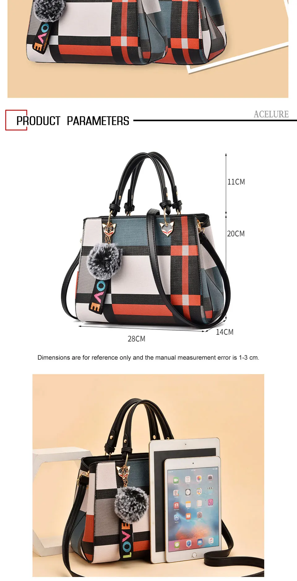 ACELURE Trendy Fashion Patchwork Women Crossbody Bags High Quality PU Leather Female Shoulder Bag with Fur Ball Handbag 4 Colors