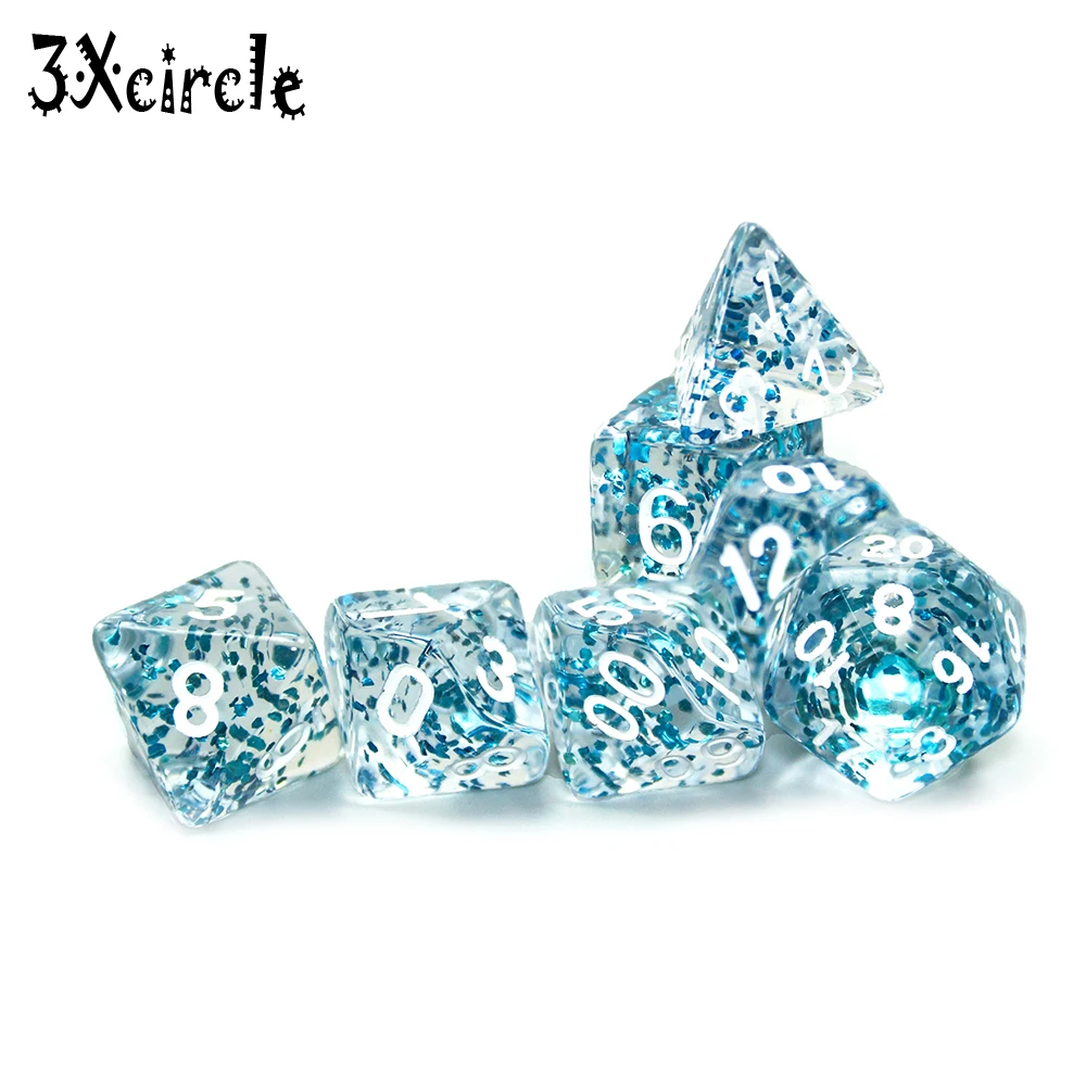 7 шт./лот Dnd Rpg TRPG с блестящим эффектом набор цифровых игральных костей D4 6 8 10 10% 12 20