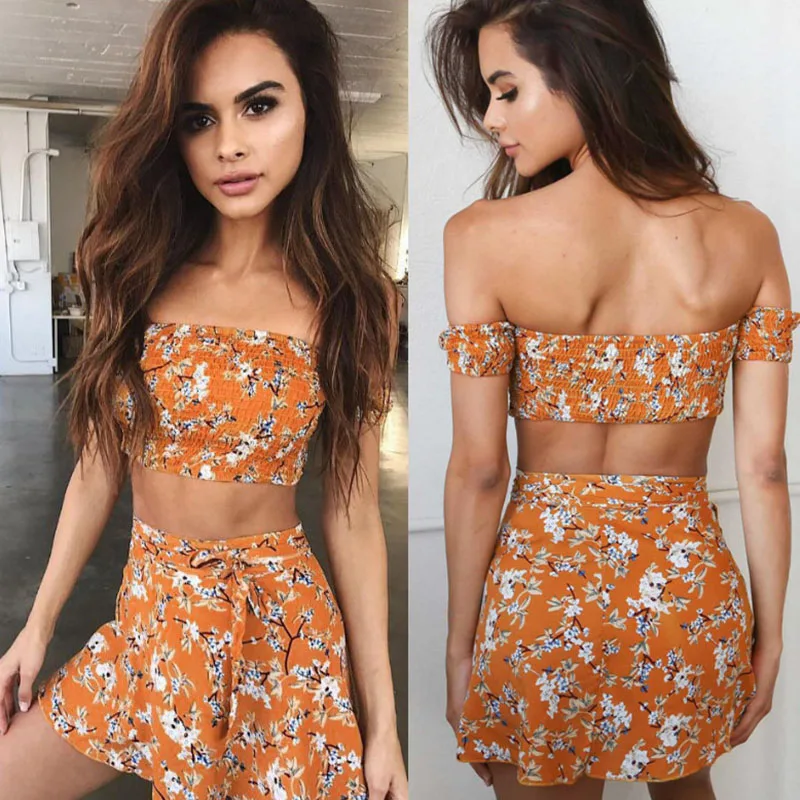 Женский пляжный комплект из двух предметов Привлекательный Топ без бретелек и