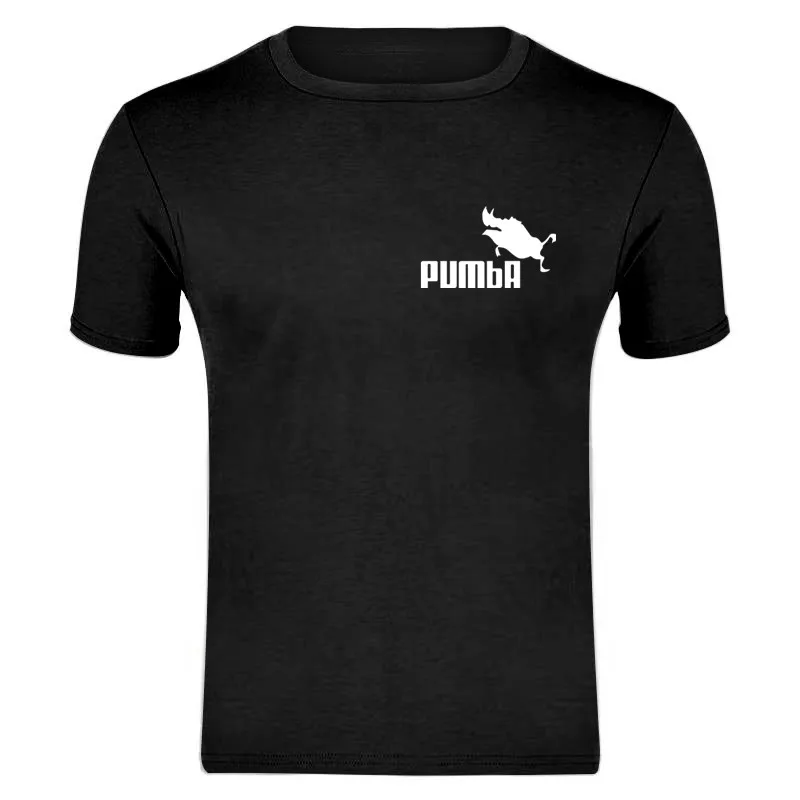 black Новая летняя футболка с принтом пумбы, мужские хлопковые футболки, футболка с коротким рукавом, высокое качество, футболки для мальчиков, топы, много цветов и размеров - Цвет: black