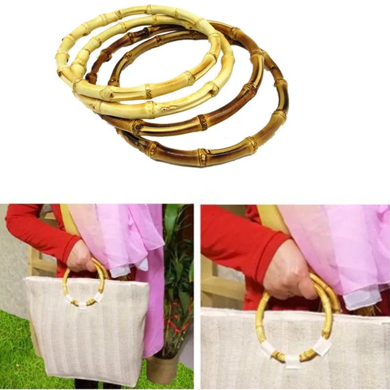 

13cm/15cm DIY Women Bamboo Imitation Natural Round Bamboo Handle Bags Accessories