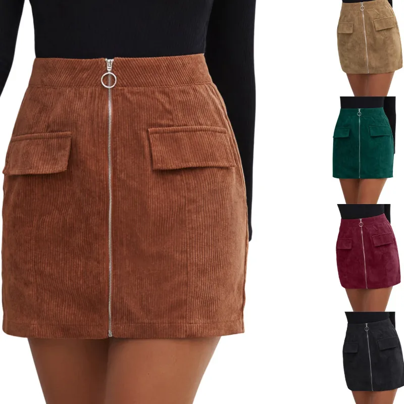 

Summer Women Fashion Zipper Solid Color Skirt Ladies High Waist Stylish Skirt for Shopping Daily Wear