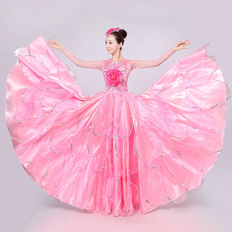 

Женское платье для танцев фламенко, цыганские платья, костюм для выступления на сцене, танцевальная юбка, одежда для бальной комнаты DL7179