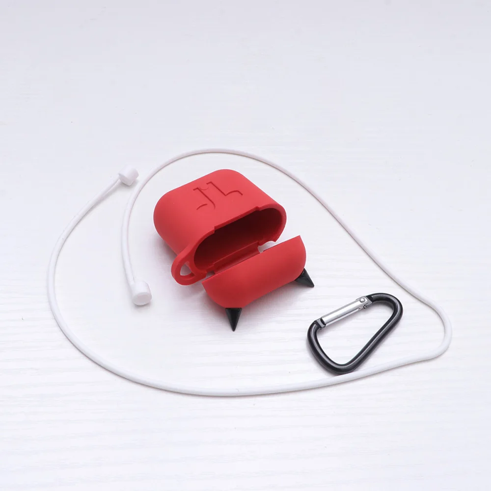 

Wireless Headset Silicone Case Practical Protector Cover Case Container Compatible With Airpods Red Color