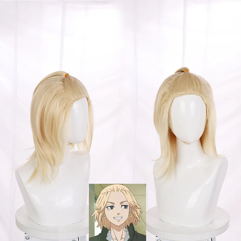 

Anime Costume Props Tokyo Revengers Cosplay Accessory Manjiro Sano Cos Yellow Shoulder Length Short Wig Halloween Headgear 55Cm
