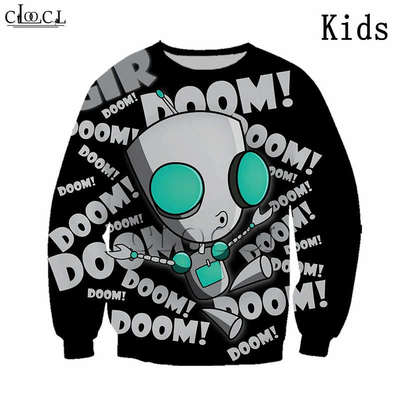 Футболки в стиле аниме Харадзюку с принтом Invader ZIM толстовка для мальчиков и
