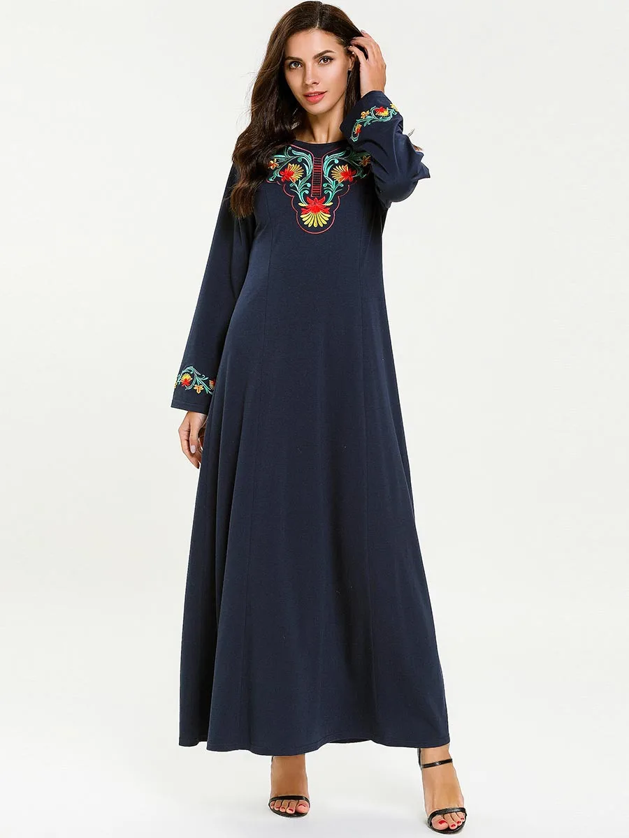 Этническое мусульманское женское платье с вышивкой большие качели а-силуэт