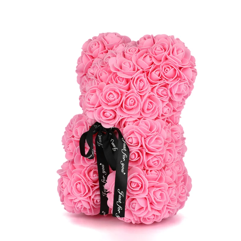 Valentines Day Bear 25cm Pink Rose Teddy In Gift Box