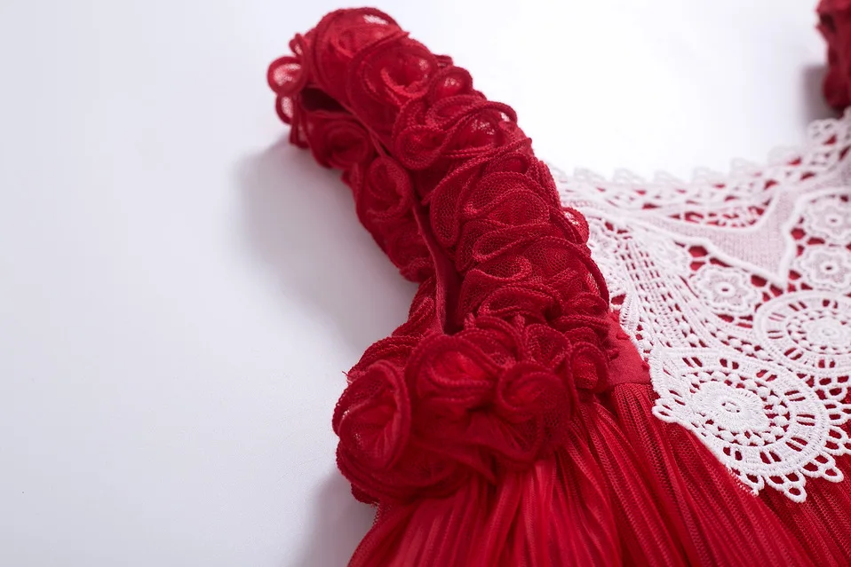 Pettigirl Summer Dress 2020 New Arrival Red Lace Girls Clothes Sleeveless Evening Dresses With Hairband | Детская одежда и обувь