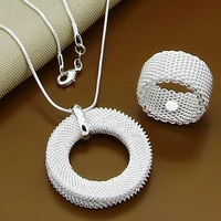 new arrival jewelry sets 925 sterling silver round necklaces rings two piece set for women men trendy jewelry