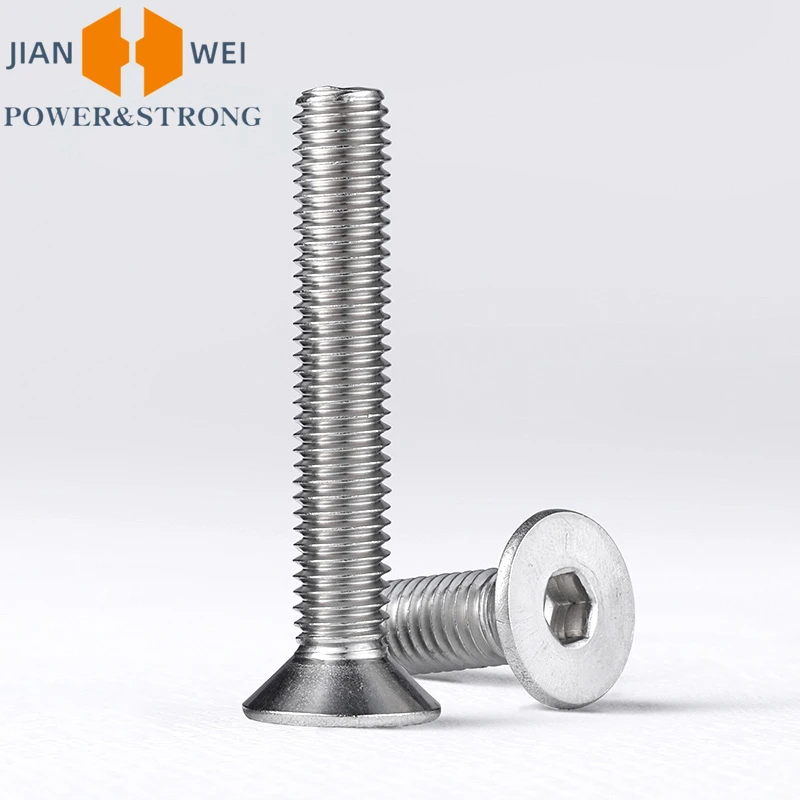5-100pcs M2 M2.5 M3 M4 M5 M6 M8 M10 304 Stainless Steel Hex Socket Flat Countersunk Head Screw Hexagon Slot Allen Bolts - купить по