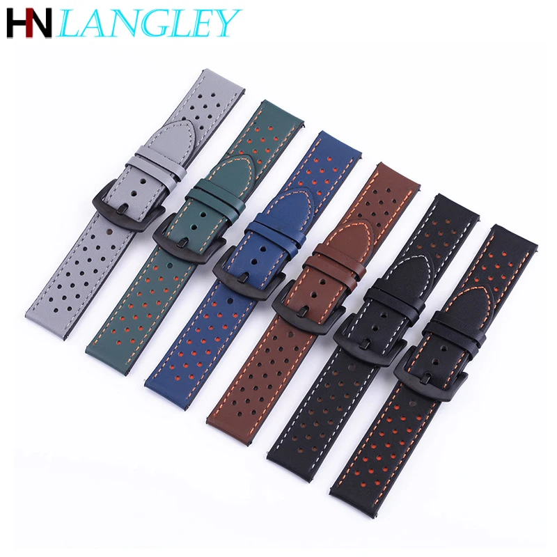 

General Watch Bands 18/20/22/24 mm Quick Release Pins Watch Strap Geunine Leather Watch Band For Smart Watches Normal Use Strap