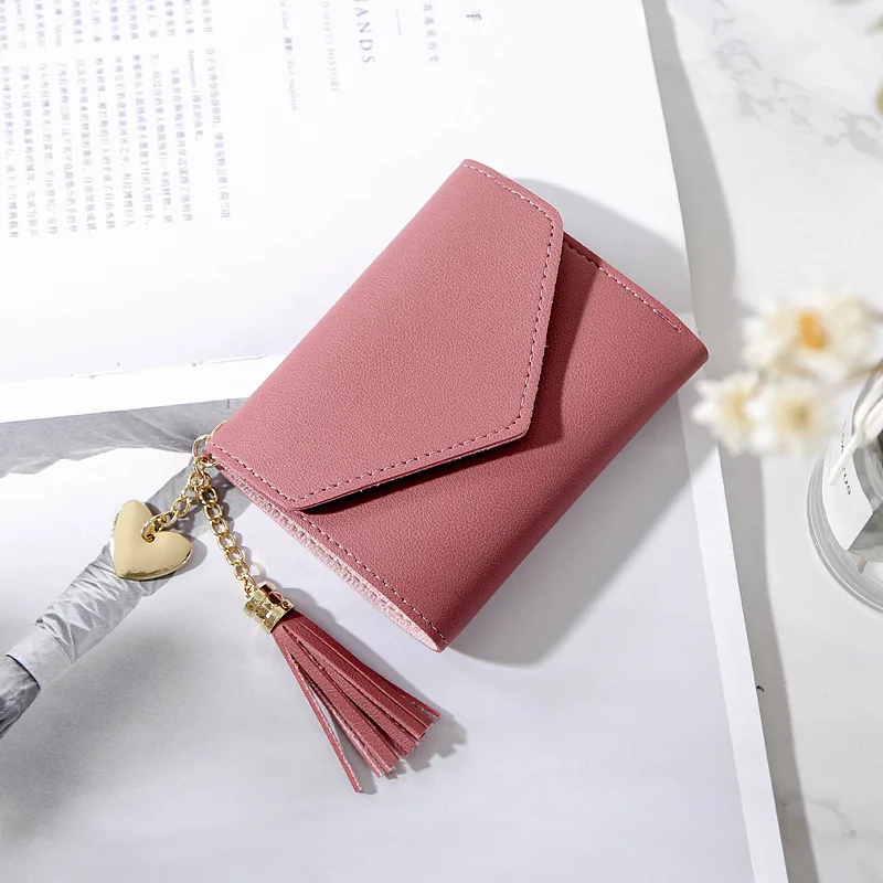 Women Wallet Tassel Pendant Litchi Pattern Short Card Holder Coin Purse Ladies Leather Mini Small Fashion Bag | Багаж и сумки