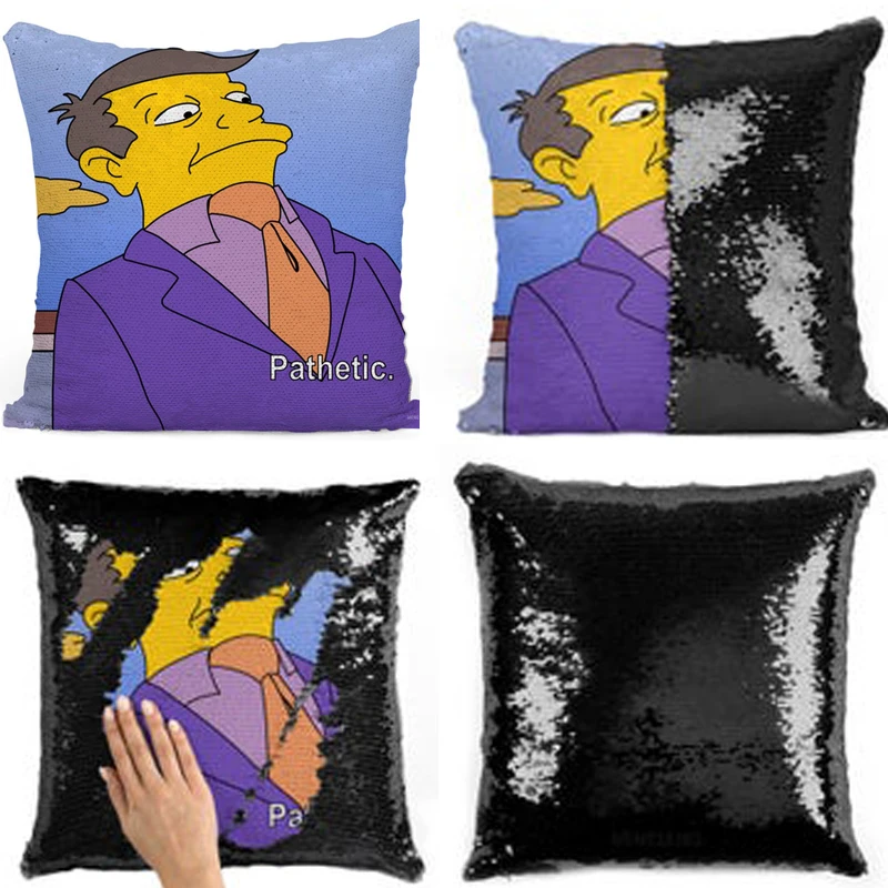 

Подушка с блестками и увлекательным мемом Skinners | Наволочка с блестками | Двухцветная подушка | Подарок для нее | Подарок для Него | Волшебная н...