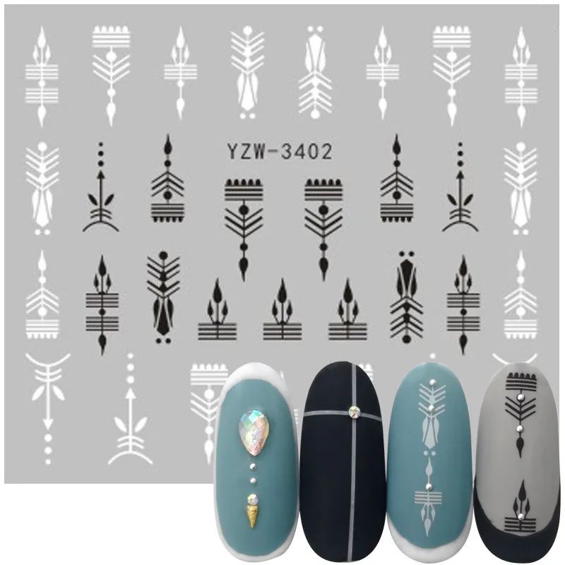 

Nail Water Sticker DIY Black Abstract Image Nail Art Paper Decoration Manicure Tattoos Creative Designs Watermark Decals Tool