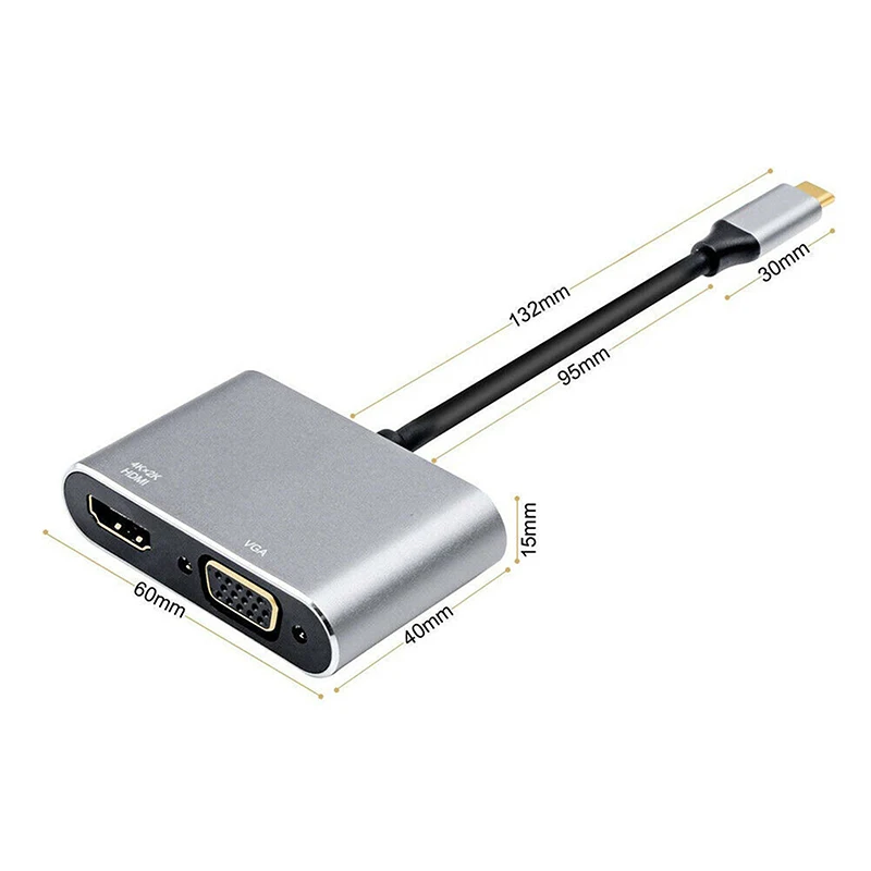 

TYPE C 3.1 to HDMI+VGA two-in-one HD converter 4K Adapter