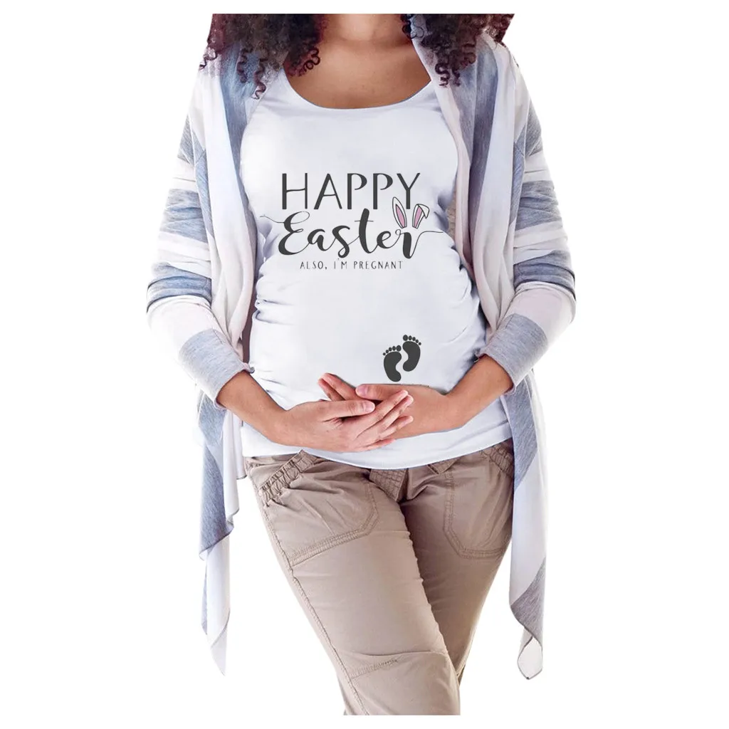 Летняя одежда для беременных Женская Пасхальная Повседневная футболка с