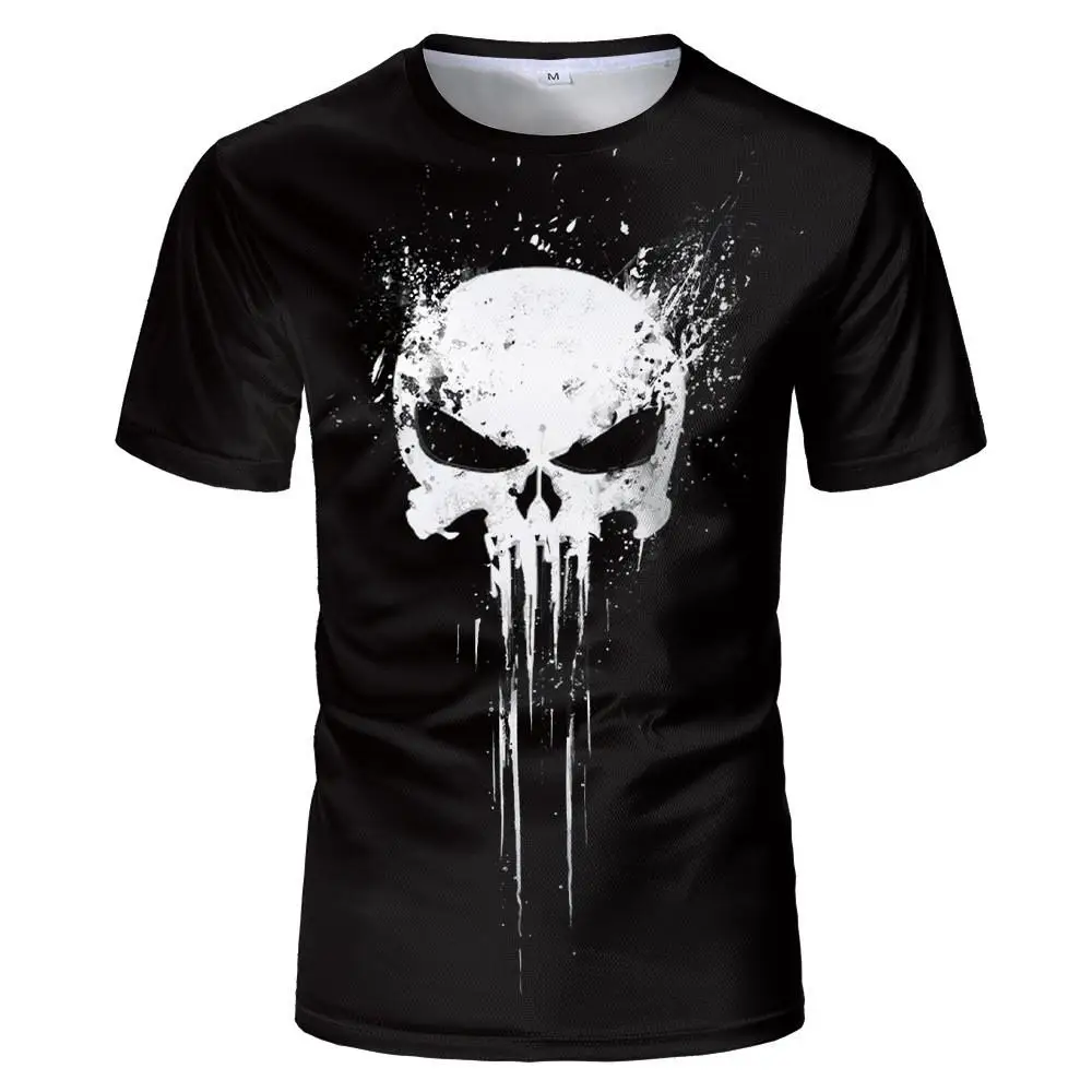 

Summer new style 3D printing trend personality skull fun retro colorful quick-drying T-shirt men and women short-sleeved XXS-6XL