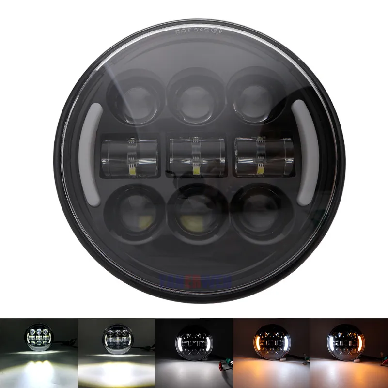 1 PCS Black Light 2X5,75 дюймовое железо 883 Dyna налобный фонарь 5,7" светодиодный фары DRL для ракета «Триумф» iii 3 скорости Tripp& Street Triple 5 3/4" лампа - Цвет: 1 PCS Black Light