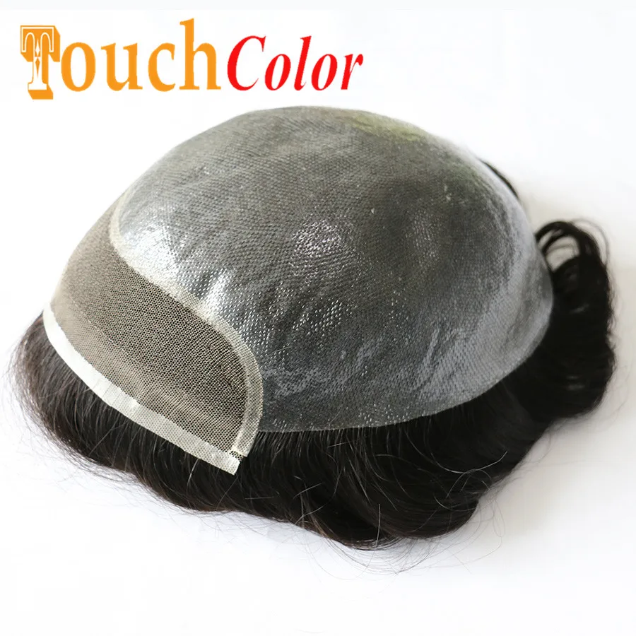 Front Lace Men Toupee Swiss &amp Skin Wig Replacement System Hair Patch Man Natural Human Prosthesis for | Шиньоны и парики