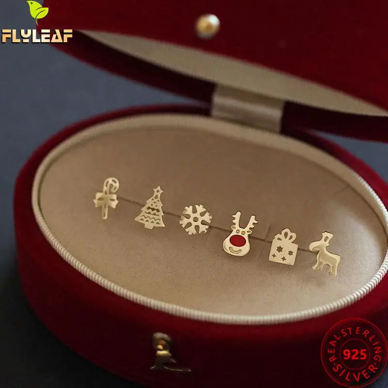 Женские серьги-гвоздики в виде рождественской елки из серебра 100% пробы |