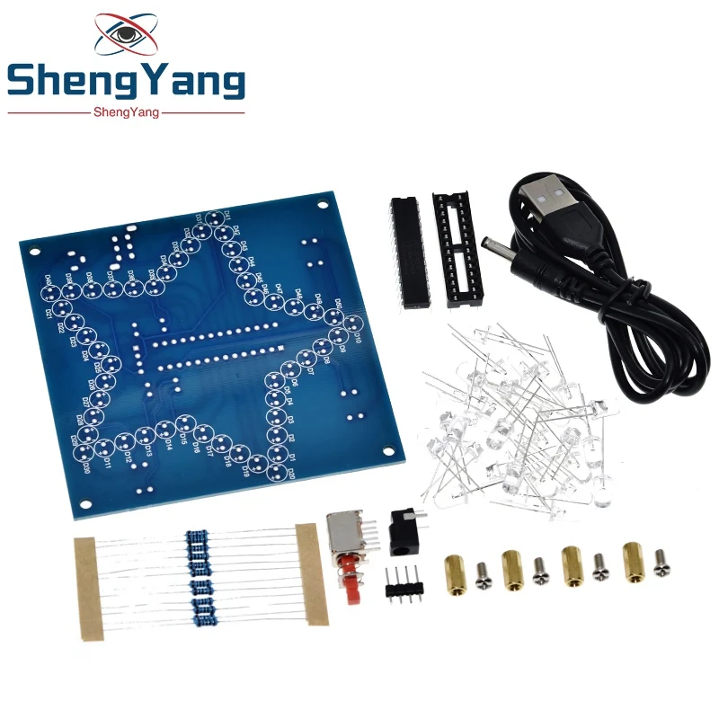 Электронный комплект «сделай сам», пятиконечная звезда, красочная бликовая фотоламсветильник, 51 микрокомпьютер с одним чипом для Arduino