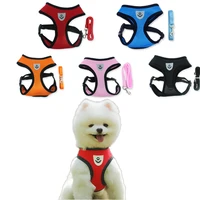 dog harness breathable dog vest small and medium sized dog cat harness with traction rope adjustable reflective dog harness