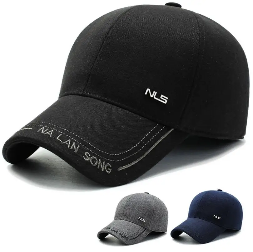 

Good quality Winter baseball cap men Fashion Caps gift hat cotton dad Hats Thick warm Snapback bone Gray black navy blue